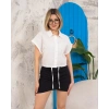 Sıfır kollu bağlamalı crop gömlek beyaz s255359
