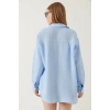 Tek cepli müslin gömlek mavi pt