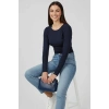 Yanı Büzgülü bluz Lacivert T4322