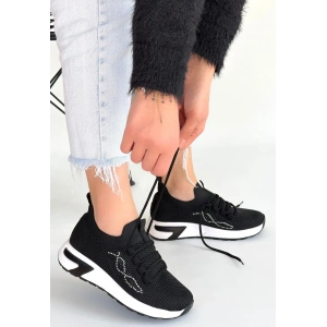 Belan Siyah Triko Bağcıklı Spor Ayakkabı