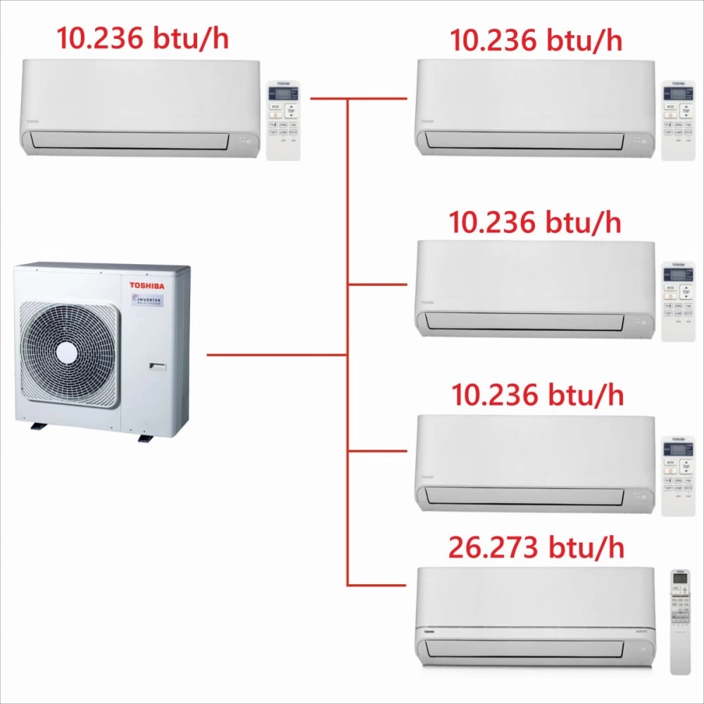 Toshiba 5M Multi Split Klima 10.000+10.000+10.000+ 10.000+24.000 BTU/h