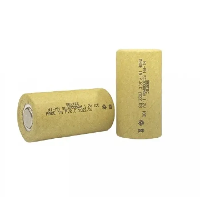 1.2V Ni-Mh SC 3000 mAh. Kağıtlı Şarjlı Pil 10C (Başsız/Flat Head)