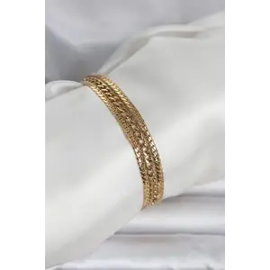 316L Çelik Gold Renk 3lü Kadın Bileklik TJ-BB8384