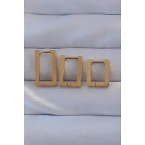 316L Çelik Gold Renk Dikdörtgen Küpe Seti TJ-BKP9159