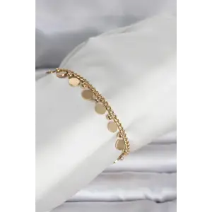 316L Çelik Gold Renk Pullu Model Kadın Bileklik TJ-BB8383