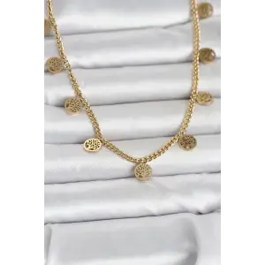 316L Çelik Gold Renk Yaşam Ağacı Model Kadın Kolye TJ-BKO11045
