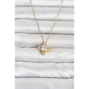 316L Çelik Zincir Gold Renk Yonca Model Kadın Kolye TJ-BKO11078