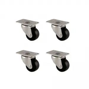 Furç Tablalı Bilyalı Teker - 38MM - Siyah HKS234 - 4 Adet