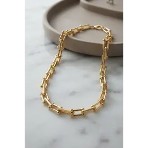 Gold Renk Pirinç Tifani Model Kadın Kolye TJ-BKO11153
