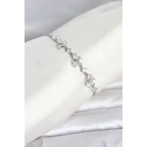 Gümüş Renk Pirinç Model Asansörlü Model Kadın Bileklik TJ-BB8539