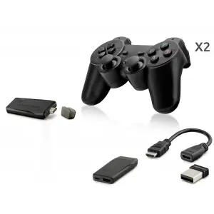 Retro Oyun Stick Hdmi Çift Gamepad Seti 2.4G Kablosuz - Siyah HD327