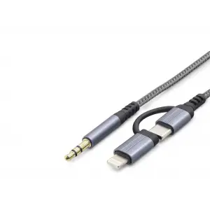 Type-C + Lightning To 3.5 Mm Ses Kablosu - Siyah GJ-027