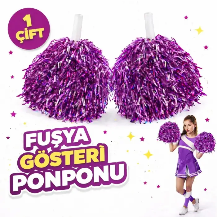 Kullanıma Uygun 1 Çift Fuşya Okul Gösteri Ponponları Ekstra Dolgun