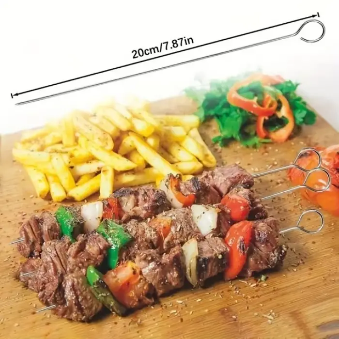 20 cm Ölçülü 10lu Paslanmaz Çelik Şiş Seti () Airfryer ve Mangal