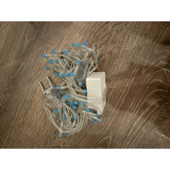 10 M 100 Led Damla Uçlu Mavi Işık Şeffaf Kablo