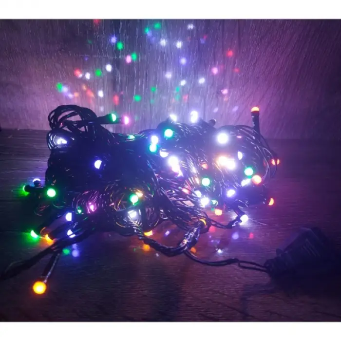 Kullanıma Uygun 10m 100 Led Damla Uçlu Led Işık RGB Işık Siyah Kablo