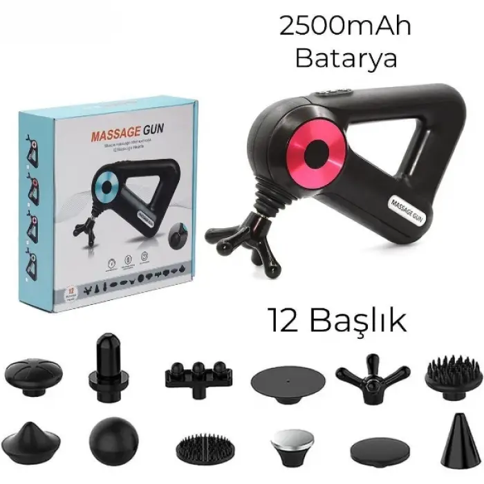 2500mAh Kablosuz Kullanıma Uygun 12 Başlıklı Masaj Aleti