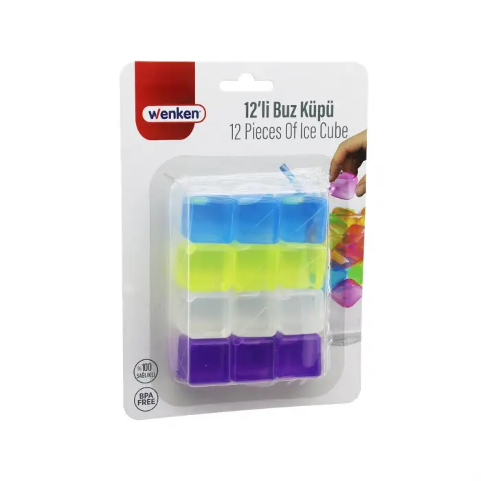 Kullanıma Uygun 12li Buz Küpü Seti Su Dolu Renkli Plastik