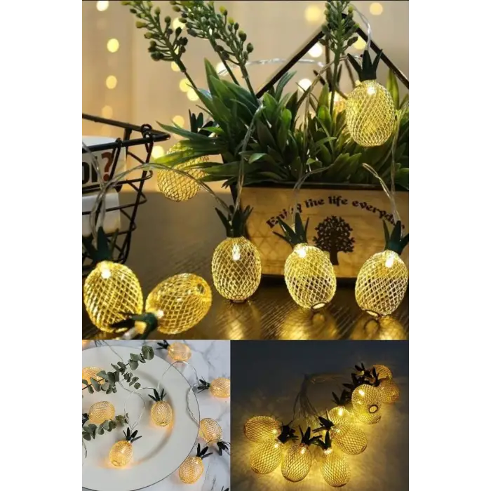 Kullanıma Uygun 2m 10 Led 2 Kademeli Ananas Led Işık Pilli