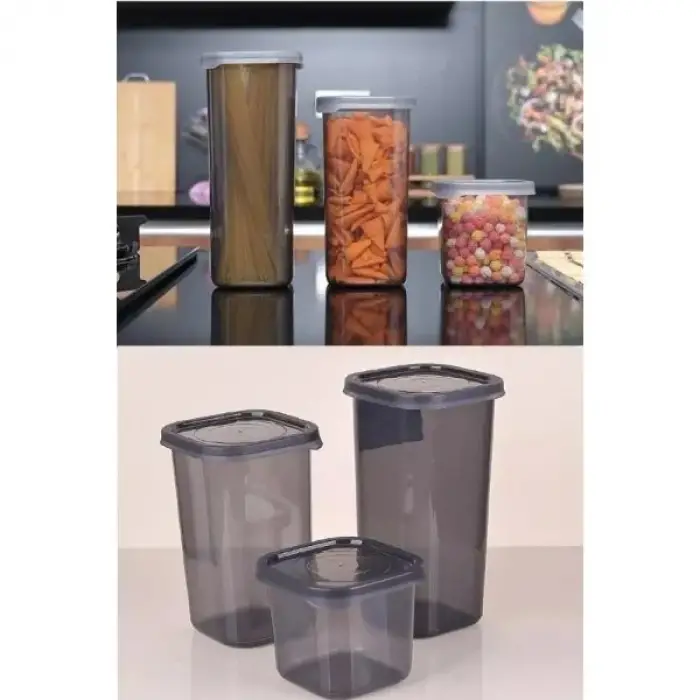 550 ml 3 adet Plastik 3 Boy Erzak Saklama Kabı