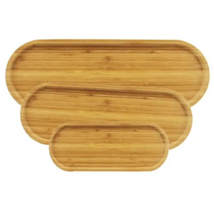 33x10 cm Ahşap 3lü Oval Sunum Tabağı Seti