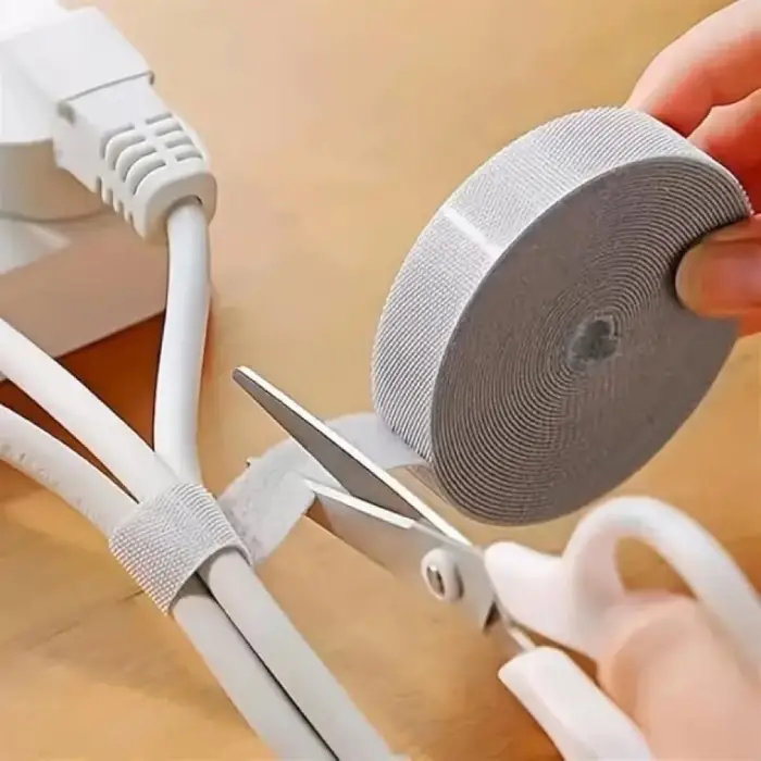 Gri Kişiselleştirilebilir 3 Metre Kesilebilir Kablo Düzenleyici Cırt Bant