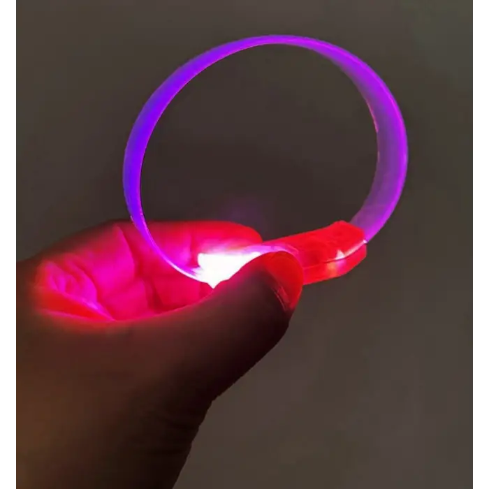 Kullanıma Uygun 3 Modlu Pilli LED Işıklı Esnek Parti Bilekliği Pembe