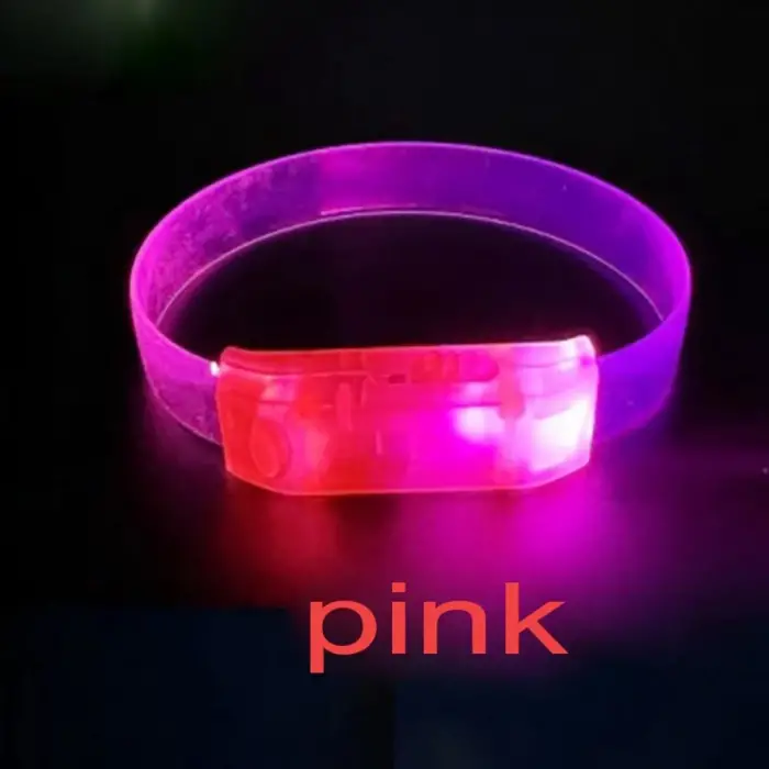 Kullanıma Uygun 3 Modlu Pilli LED Işıklı Esnek Parti Bilekliği Pembe