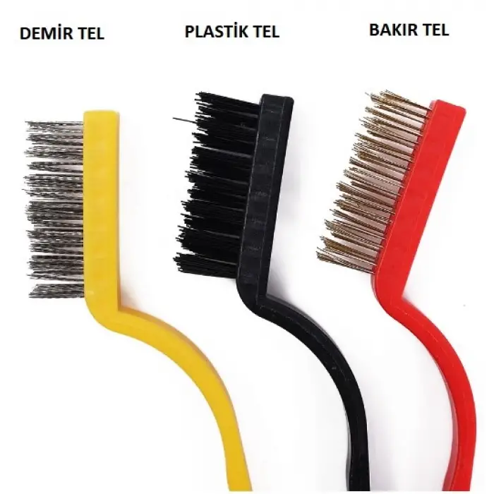 Plastik 3 Parça Tel Fırça Detaylı Temizlik Seti
