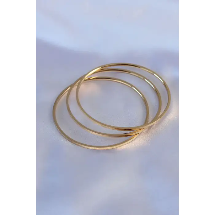 Çelik Gold Renk Ajda tasarım Kadın 60 mm Bilezik