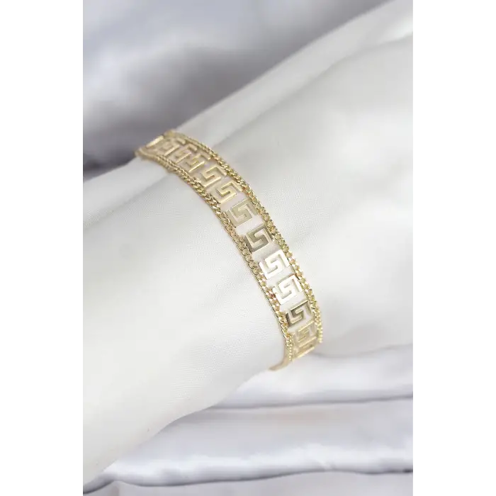 Kadın Bileklik Çelik Gold Renk Labirent Model