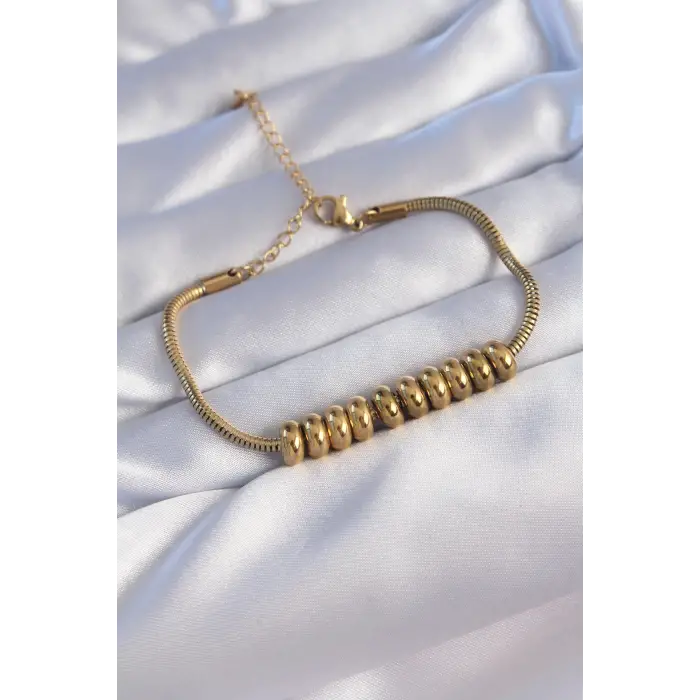 Bileklik Çelik Gold Renk Oval Figürlü