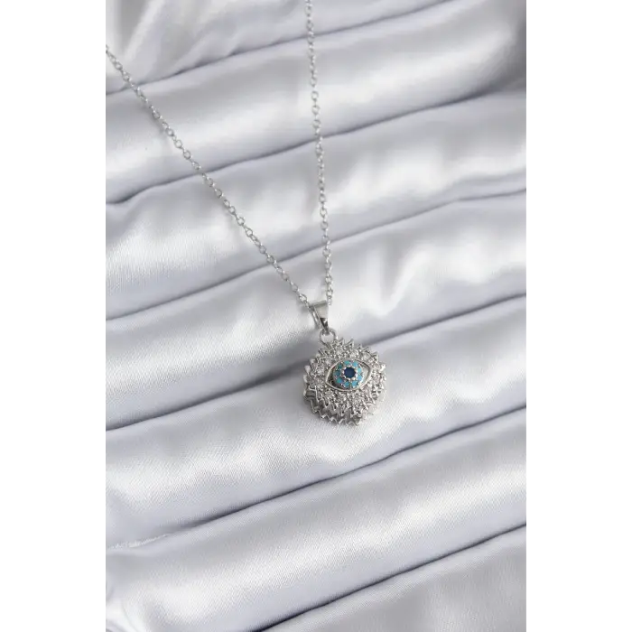 Kadın Kolye Çelik Gold Renk Zirkon Taşlı Göz Model