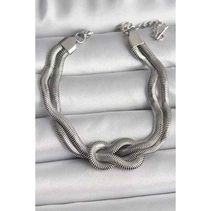 Kadın Bileklik Çelik Gümüş Renk Düğüm Model