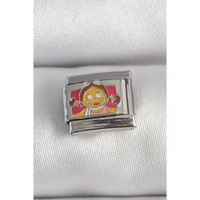 Çelik Gümüş Renk Renkli Çocuk İşlemeli Nomination Charm