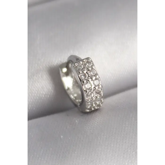 Tragus Piercing Çelik Gümüş Renk Zirkon Taşlı