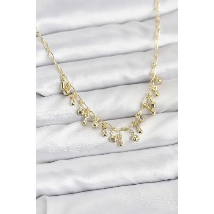 Kadın Kolye Çelik Zincir Gold Renk