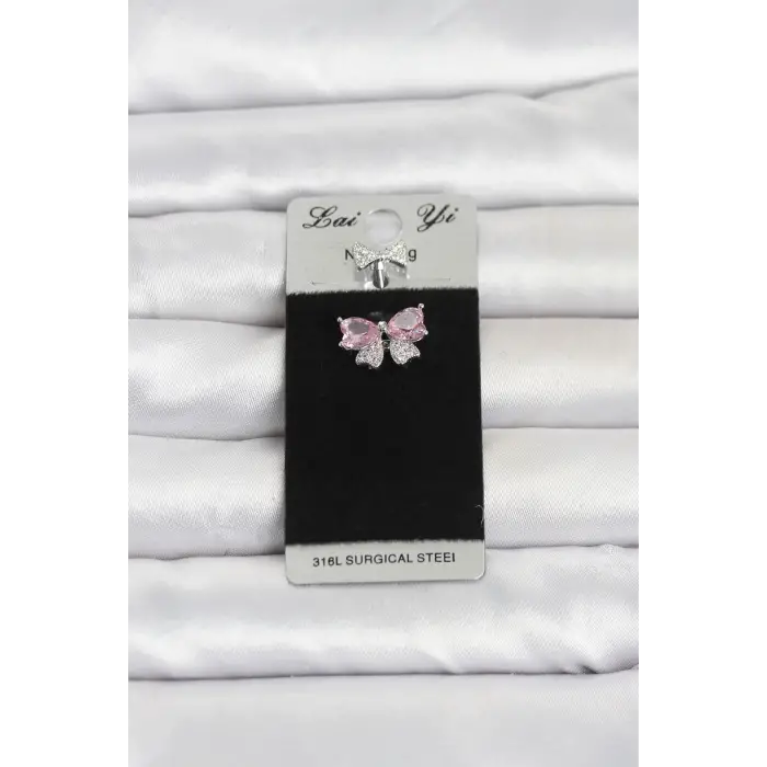 Piercing Cerrahi Çelik Pembe Fiyonk Model Göbek