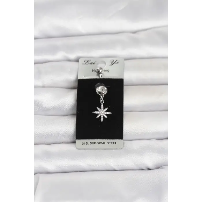 Piercing Cerrahi Çelik Sallantılı Kutup Yıldızı Model Göbek