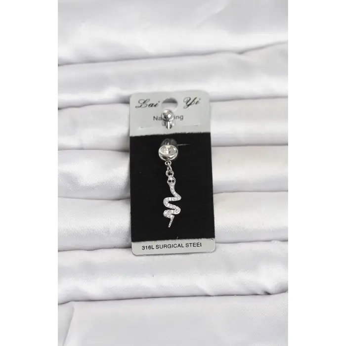 Piercing Cerrahi Çelik Sallantılı Yılan Model Göbek