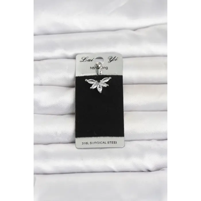 Piercing Cerrahi Çelik Zirkon Taşlı Göbek