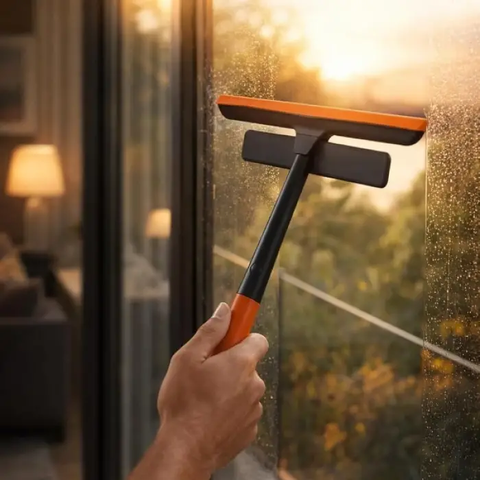 Kullanıma Uygun 360 Derece Oynar Çift Başlıklı Çekçek Cam Temizleme Aparatı