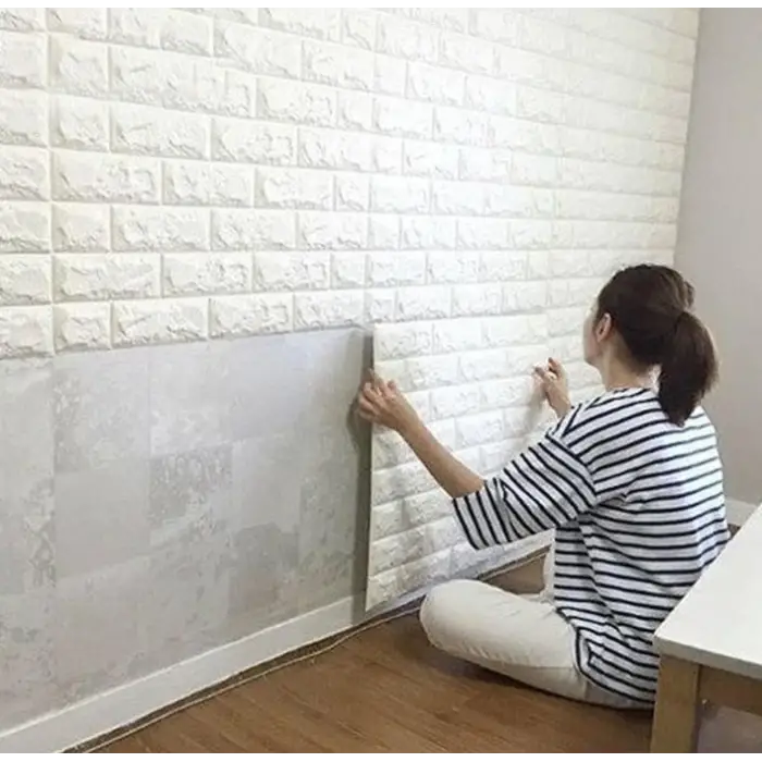 Kullanıma Uygun 3D Tuğla Desenli Kendinden Yapışkanlı Duvar Paneli 58x38 cm