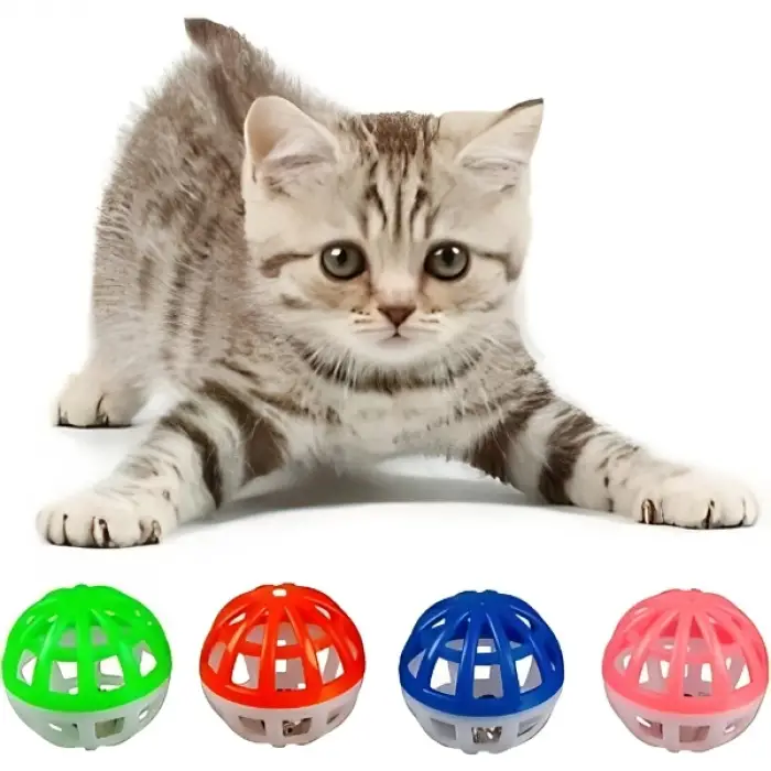 Kullanıma Uygun 4lü Çıngıraklı Top Kedi Oyuncağı