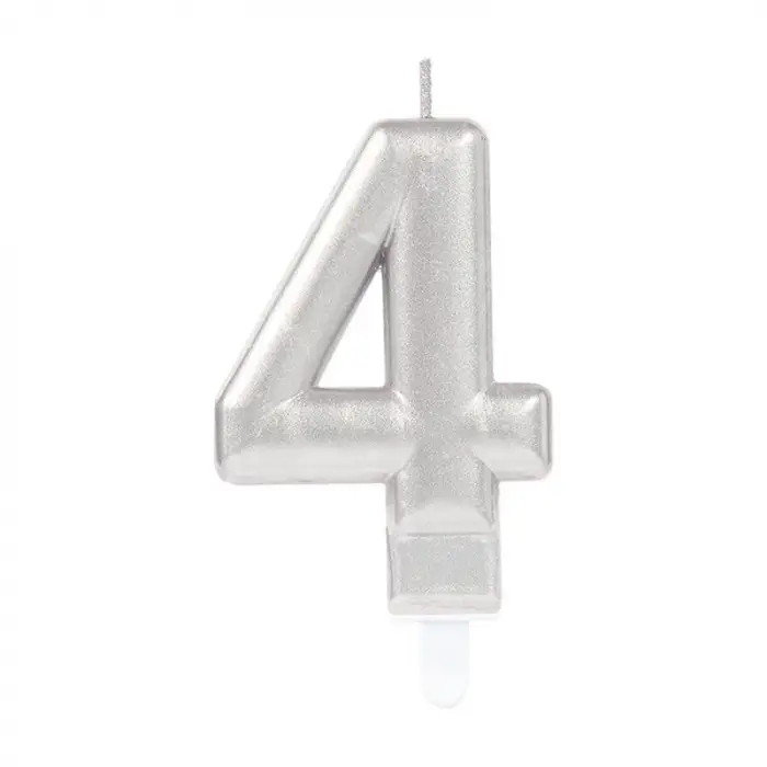 Kullanıma Uygun 4 Renk Plastik 4 Rakamı Mum Gümüş Renk