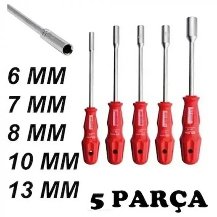 Kauçuk 5 Adet Lokma Anahtar Tornavida 6/7/8/10/13/mm Metal Altıgen
