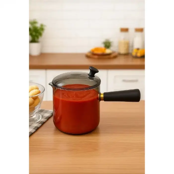 Kullanıma Uygun 550 ml Akasya Cam Cezve