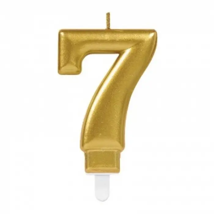 10 Cm 1 Adet 7 Rakam Mum Gold Renk