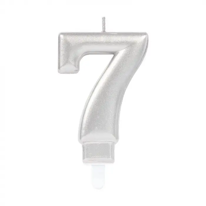 Kullanıma Uygun 7 Renk Plastik 7 Rakamı Mum Gümüş Renk