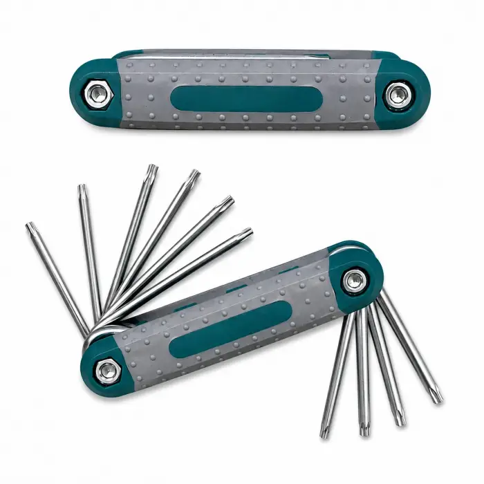 Gri katlanabilir 8 Parça Yıldız (Torx) Çakı Alyan Seti